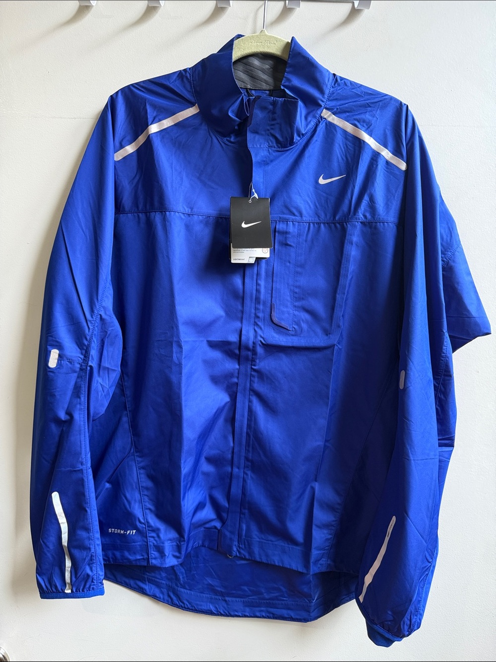Nike Royal Blue Men's Windbreaker Jacket with White Accents